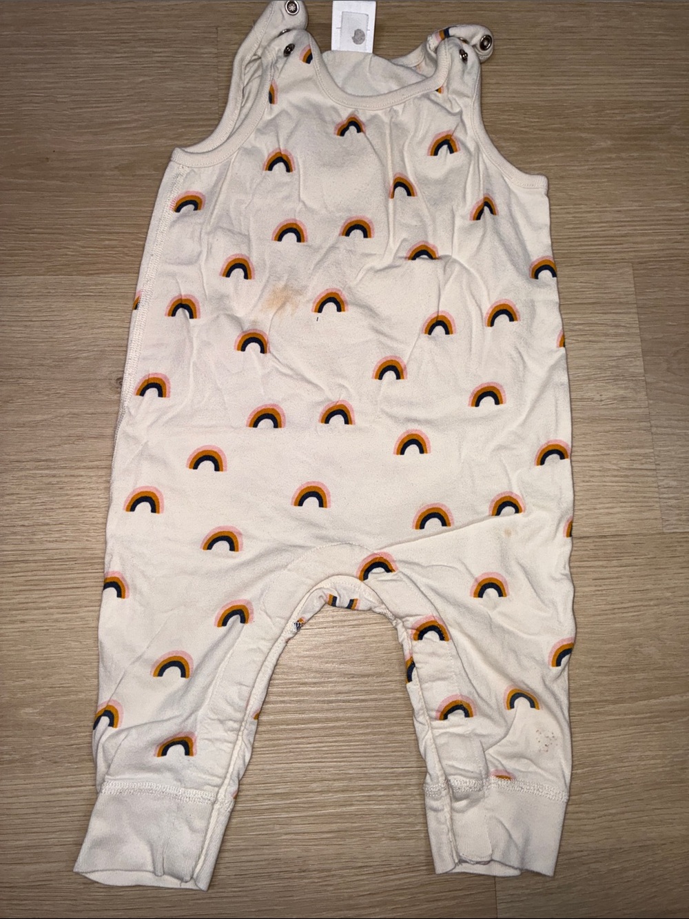 Hanna Andersson 100% Cotton Cream Baby Sleeveless Romper Rainbow Print